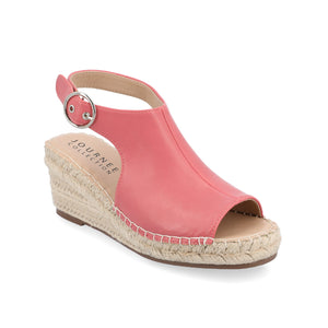 CREW ESPADRILLE WEDGE HEELED SANDALS - Coral PU