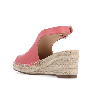 CREW ESPADRILLE WEDGE HEELED SANDALS - Coral PU