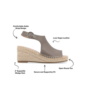 CREW ESPADRILLE WEDGE HEEL SANDALS IN WIDE - Taupe PU
