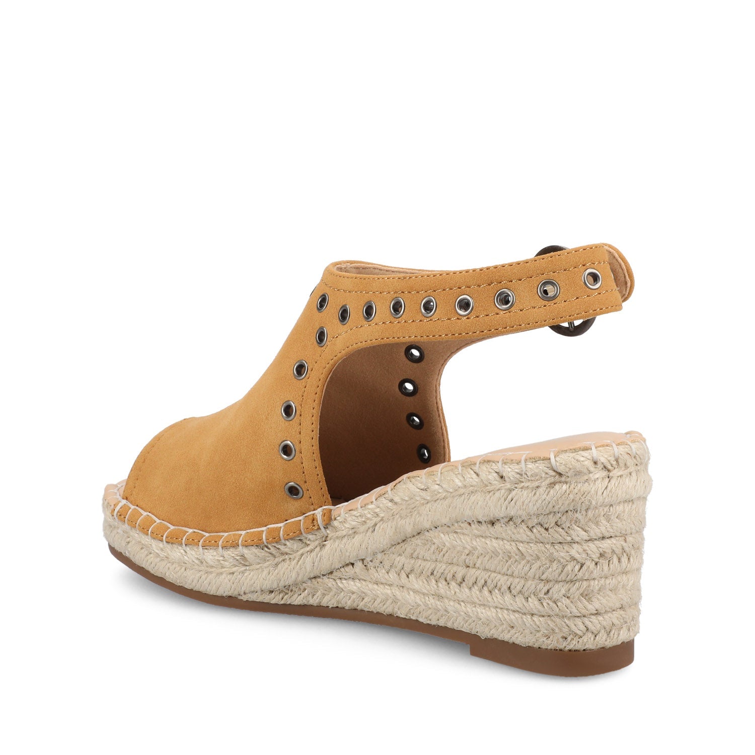 CRISIE ESPADRILLE WEDGE HEELED SANDALS - Cognac Faux Suede
