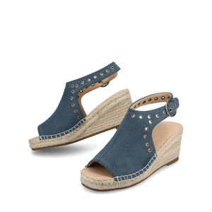 CRISIE ESPADRILLE WEDGE HEELED SANDALS - Navy Faux Suede