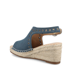CRISIE ESPADRILLE WEDGE HEELED SANDALS - Navy Faux Suede