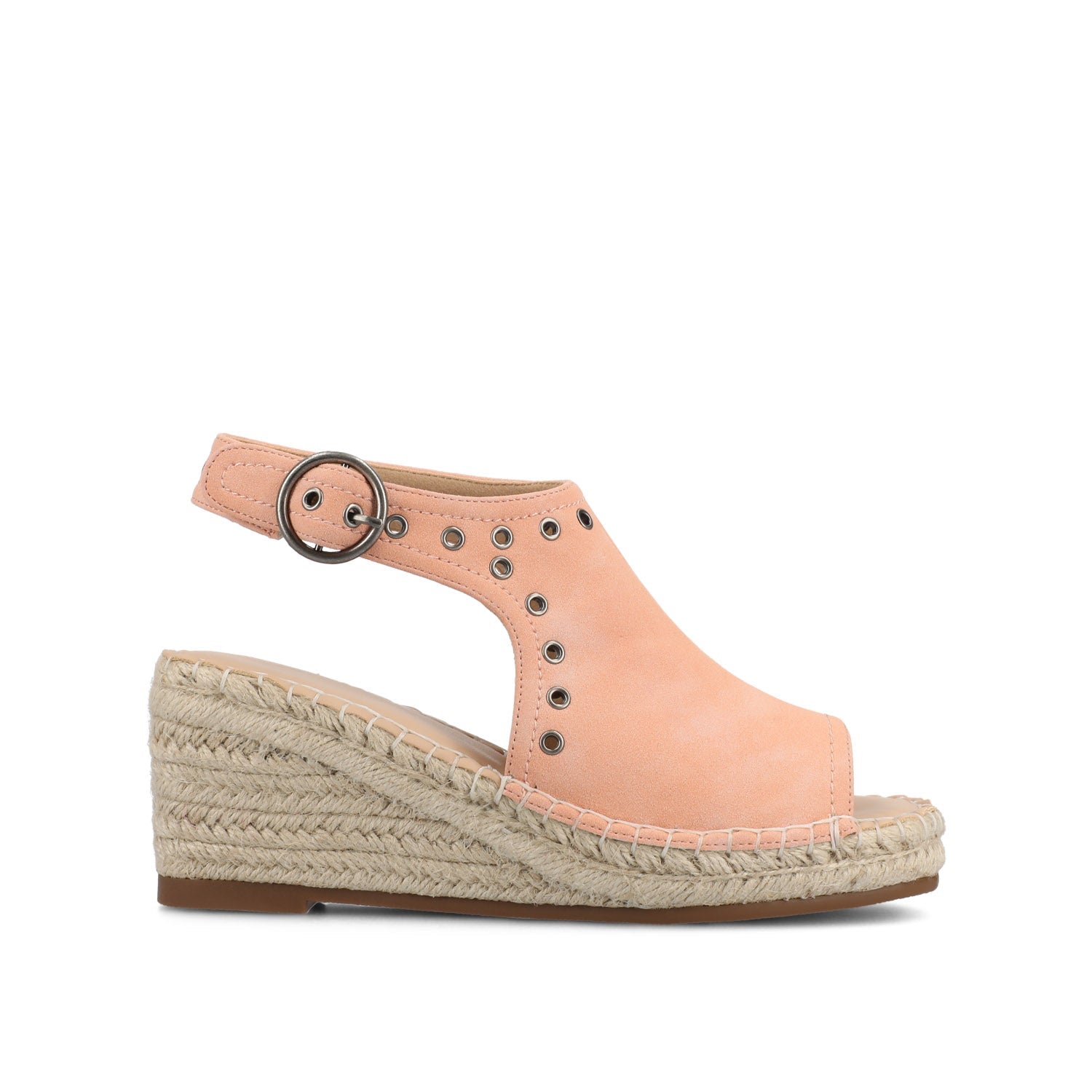 CRISIE ESPADRILLE WEDGE HEELED SANDALS - Pink Faux Suede