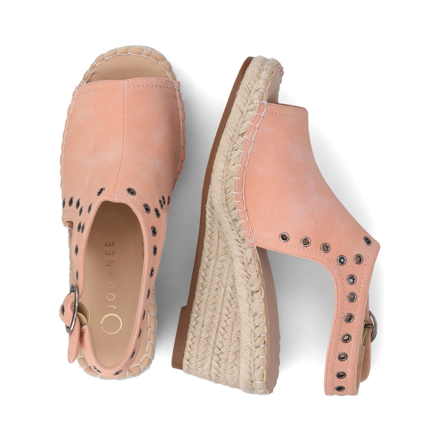 CRISIE ESPADRILLE WEDGE HEELED SANDALS - Pink Faux Suede