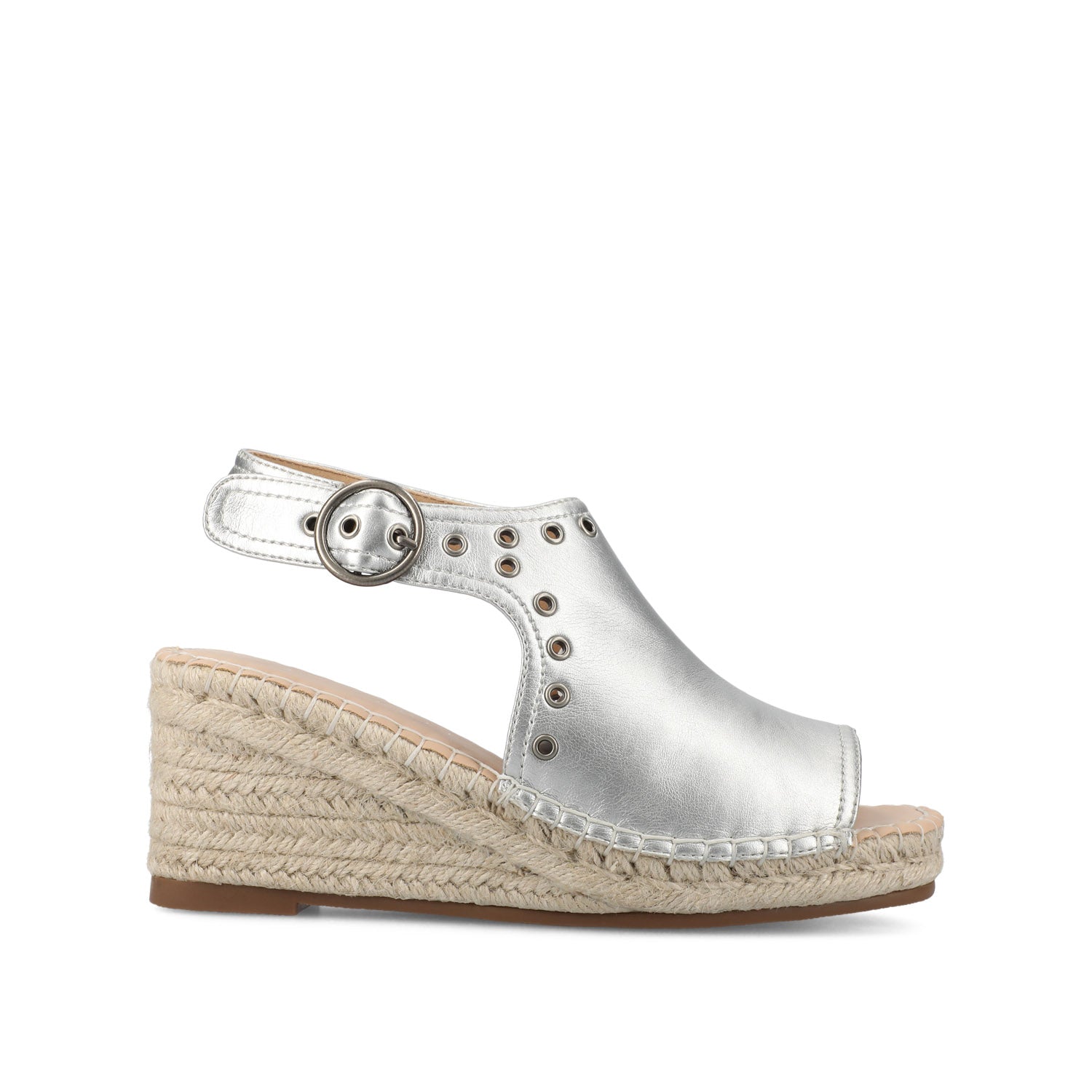 CRISIE ESPADRILLE WEDGE HEELED SANDALS - Silver PU