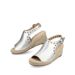 CRISIE ESPADRILLE WEDGE HEELED SANDALS - Silver PU