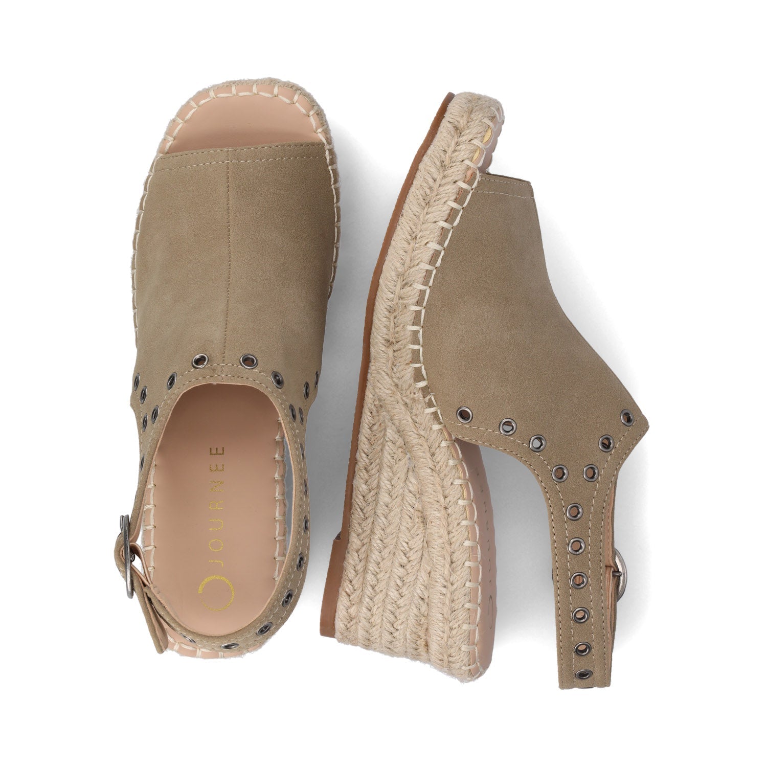 CRISIE ESPADRILLE WEDGE HEELED SANDALS - Taupe Suede