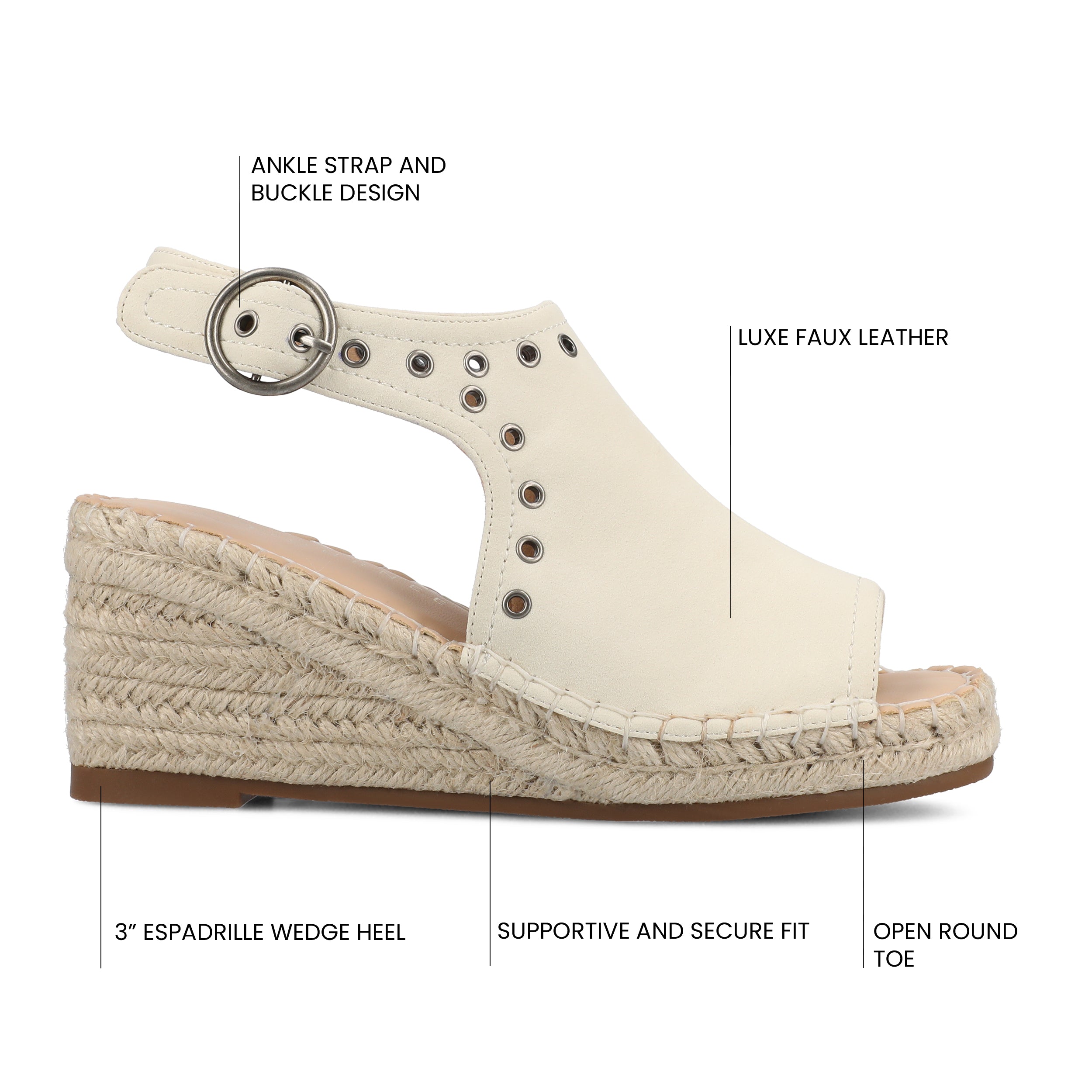CRISIE ESPADRILLE WEDGE HEELED SANDALS - White Faux Suede