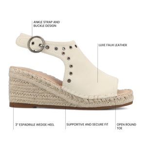 CRISIE ESPADRILLE WEDGE HEELED SANDALS - White Faux Suede