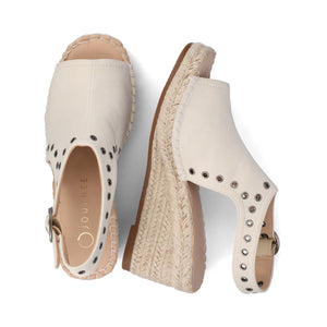 CRISIE ESPADRILLE WEDGE HEELED SANDALS - White Faux Suede