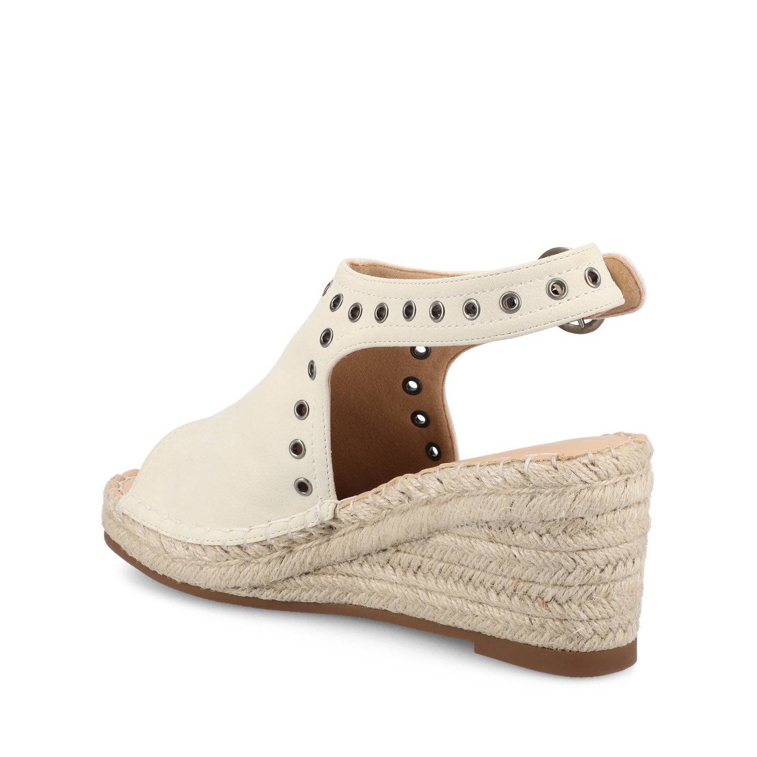 CRISIE ESPADRILLE WEDGE HEELED SANDALS - White Faux Suede