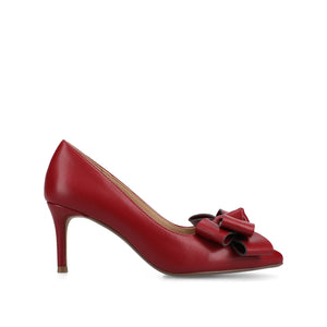 CRYSTOL STILETTO PUMP HEELS IN VEGAN LEATHER IN WIDE - Cranberry