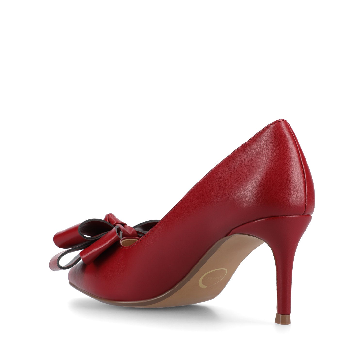 CRYSTOL STILETTO PUMP HEELS IN VEGAN LEATHER - Cranberry