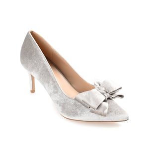 CRYSTOL STILETTO PUMP HEELS IN VELVET - Grey