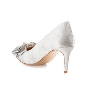 CRYSTOL STILETTO PUMP HEELS IN VELVET - Grey