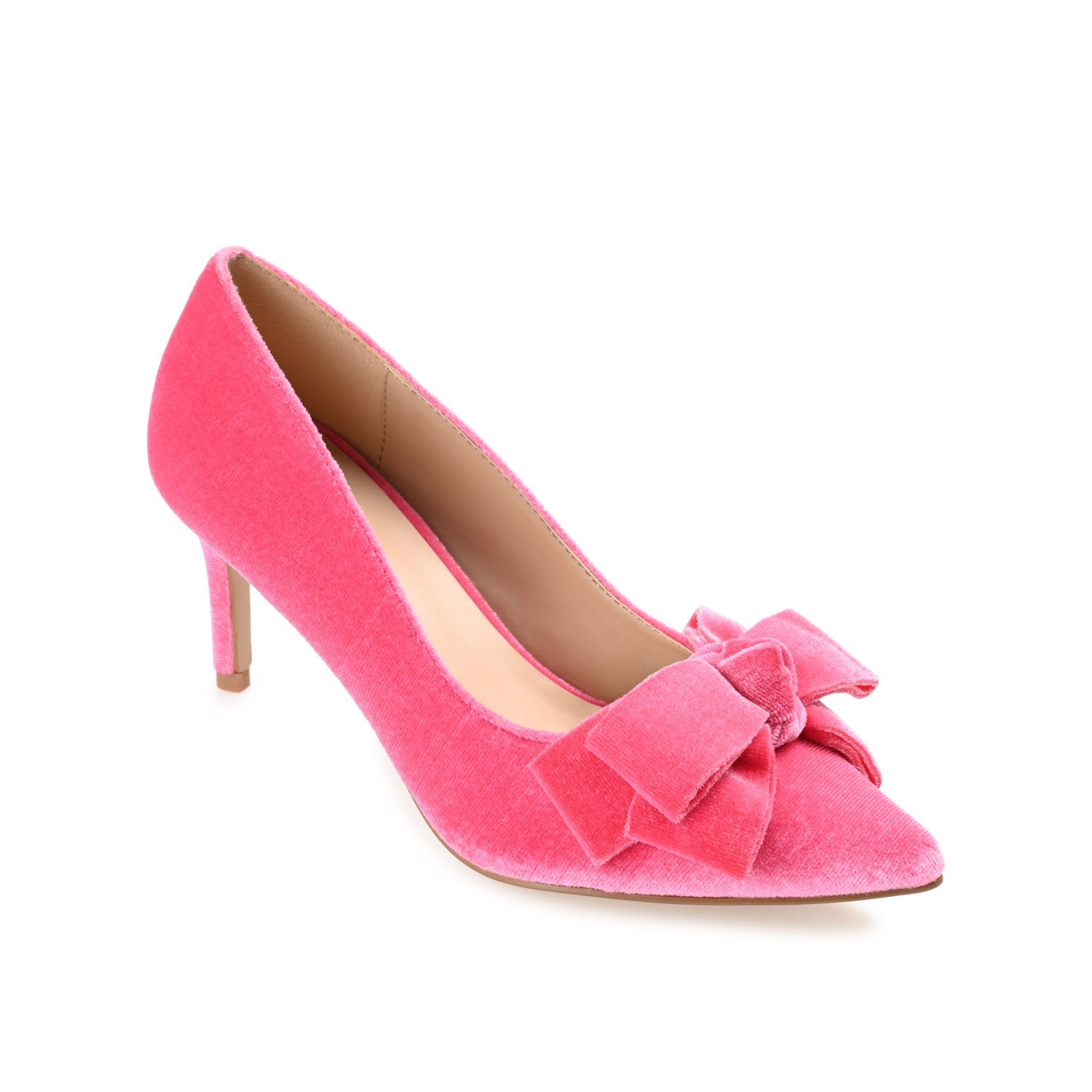 CRYSTOL STILETTO PUMP HEELS IN VELVET - Pink