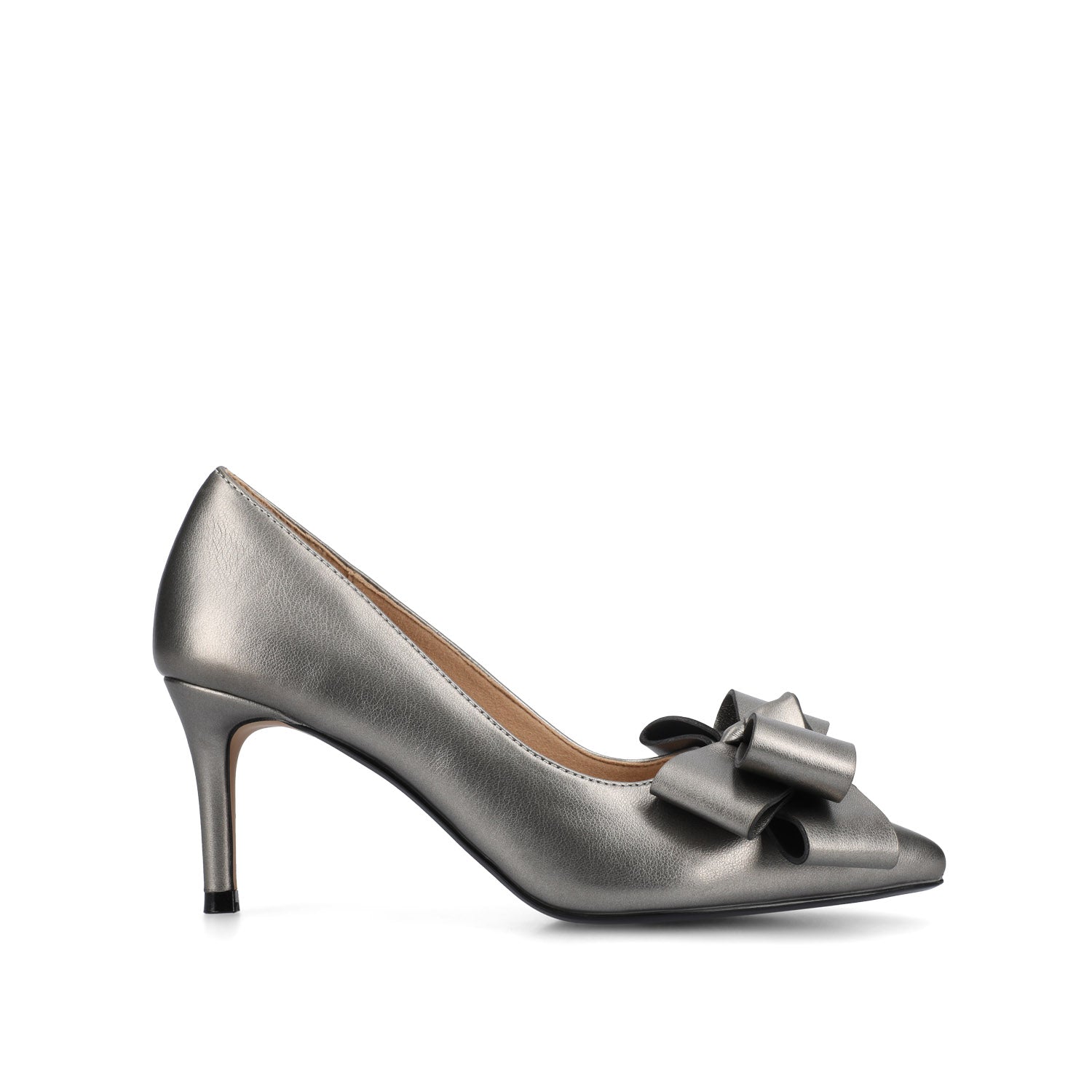 CRYSTOL STILETTO PUMP HEELS IN VEGAN LEATHER - Pewter