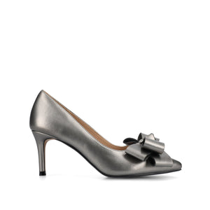 CRYSTOL STILETTO PUMP HEELS IN VEGAN LEATHER IN WIDE - Pewter