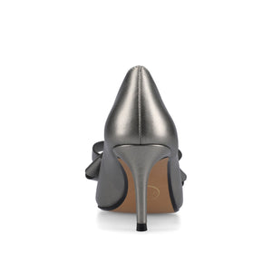 CRYSTOL STILETTO PUMP HEELS IN VEGAN LEATHER - Pewter