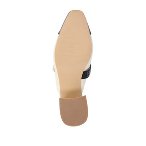 DALLA LOW BLOCK HEELS IN VEGAN LEATHER - Cream