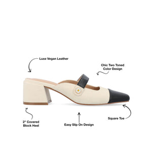 DALLA LOW BLOCK HEELS IN VEGAN LEATHER - Cream