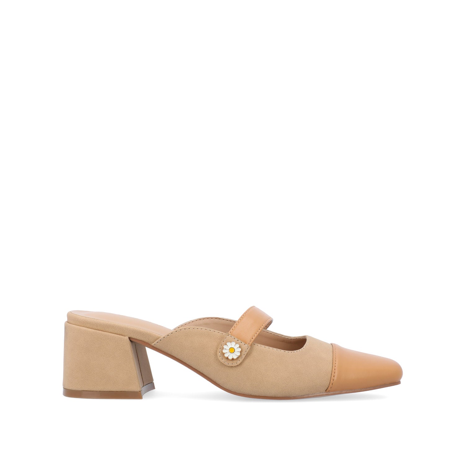 DALLA LOW BLOCK HEELS IN VEGAN LEATHER - Tan
