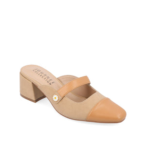 DALLA LOW BLOCK HEELS IN VEGAN LEATHER - Tan
