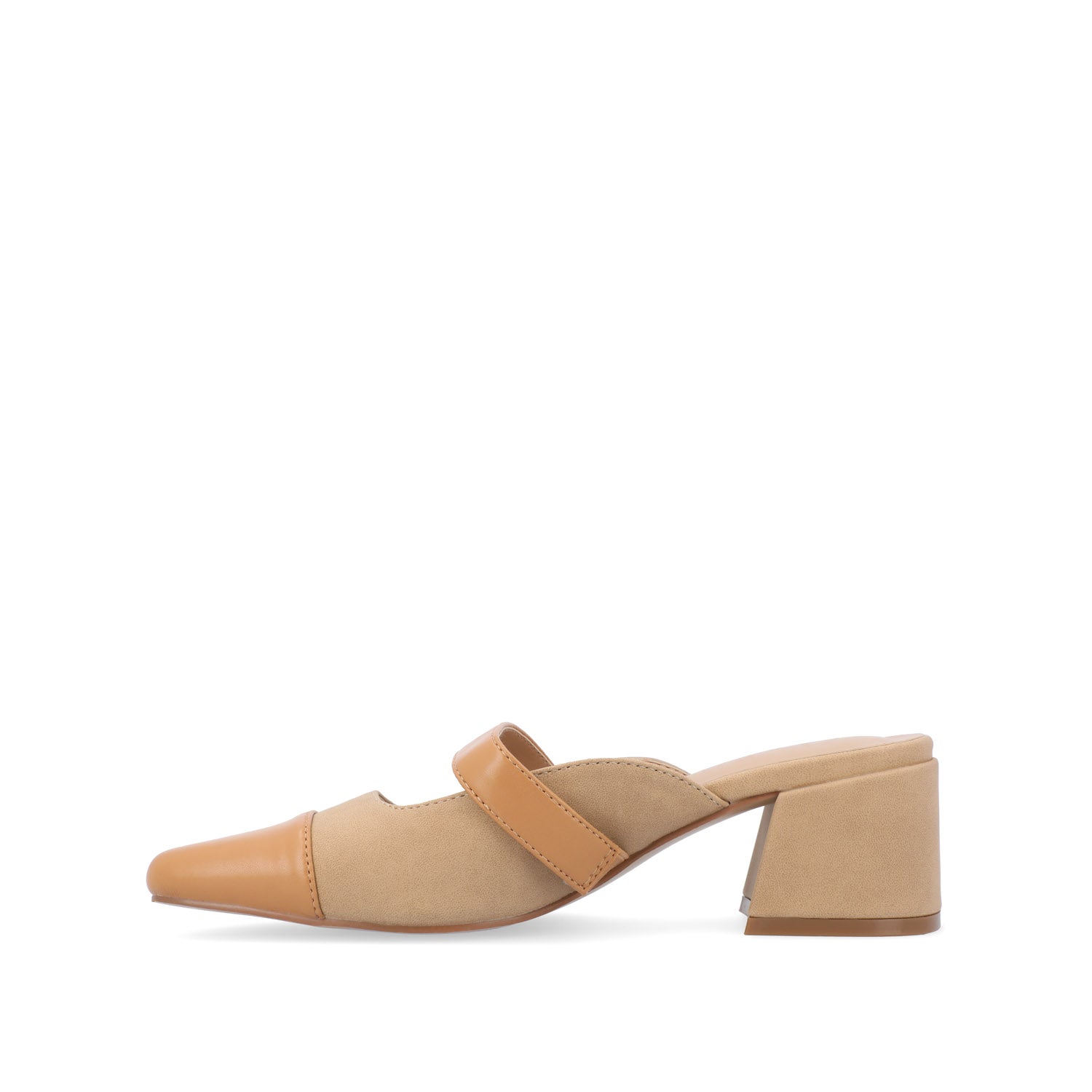 DALLA LOW BLOCK HEELS IN VEGAN LEATHER - Tan