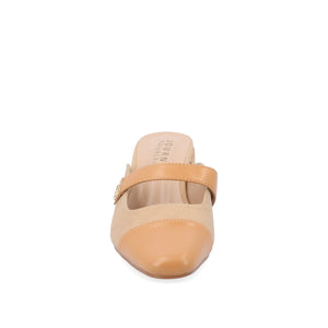 DALLA LOW BLOCK HEELS IN VEGAN LEATHER - Tan