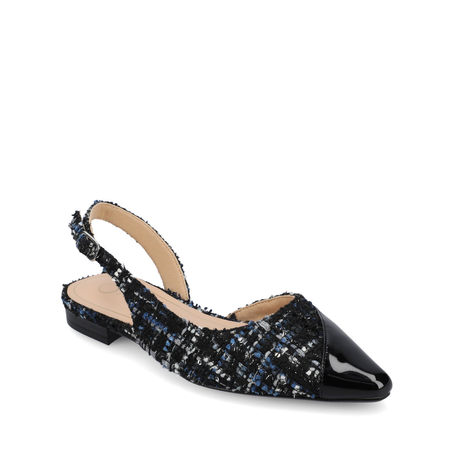 DAPHNNE BALLET FLATS IN TWEED FABRIC STATEMENT - Black Tweed