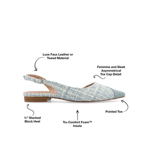 DAPHNNE BALLET FLATS IN TWEED FABRIC - Blue Tweed