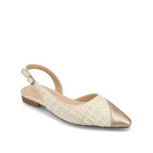 DAPHNNE BALLET FLATS IN TWEED FABRIC - Champagne