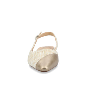 DAPHNNE BALLET FLATS IN TWEED FABRIC IN WIDE - Champagne