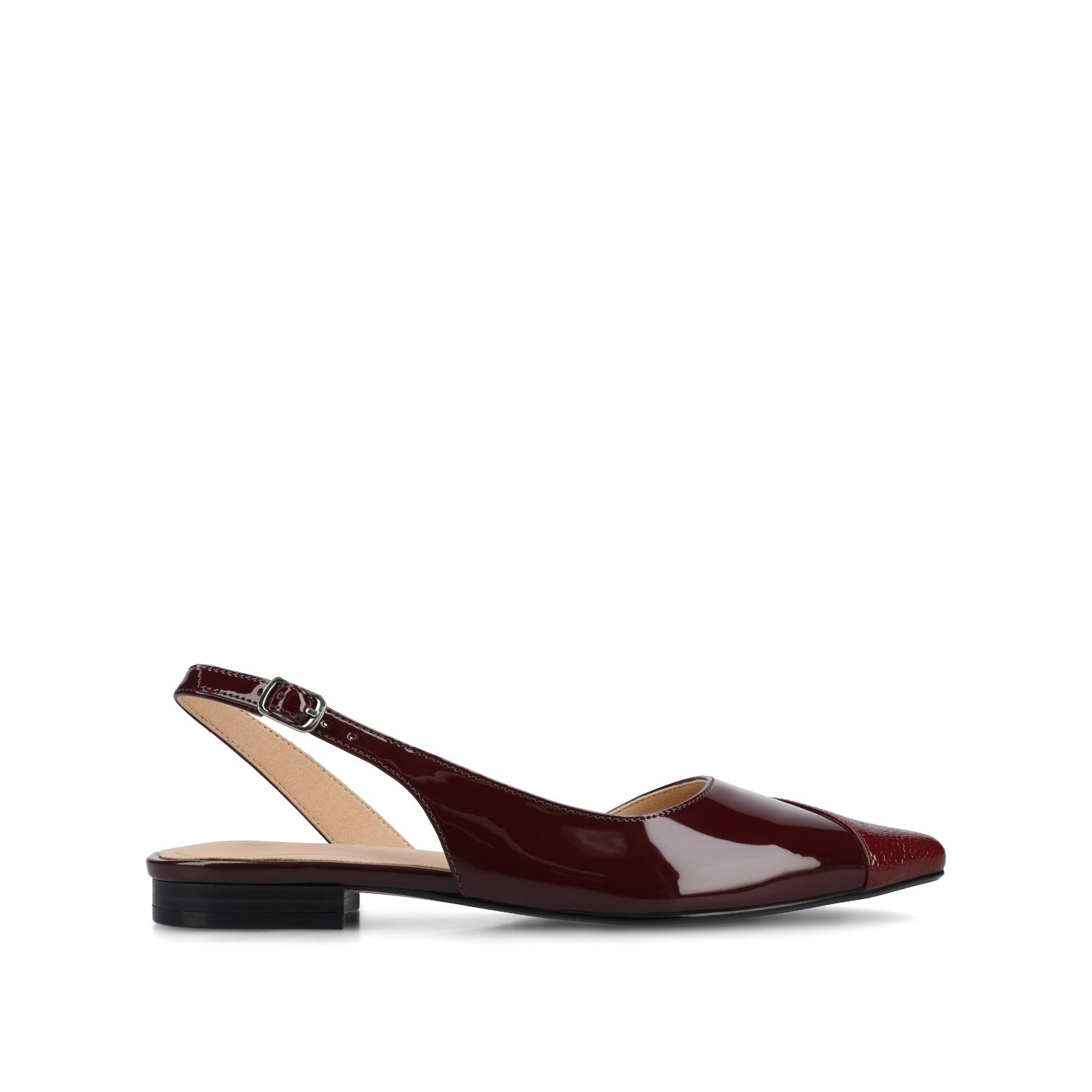 DAPHNNE BALLET FLATS IN TWEED FABRIC STATEMENT IN WIDE - Oxblood Nubuck