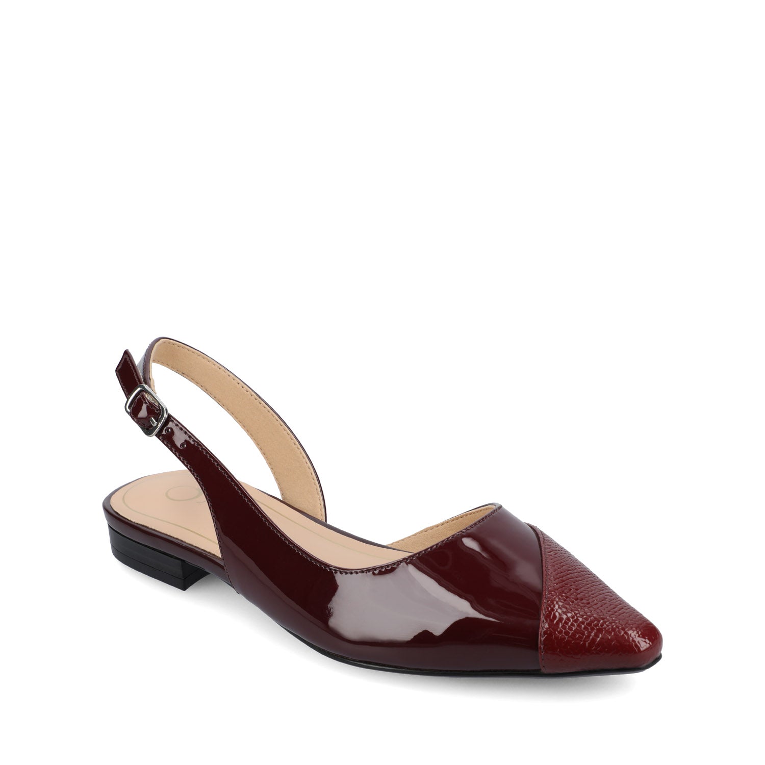 DAPHNNE BALLET FLATS IN TWEED FABRIC STATEMENT IN WIDE - Oxblood Nubuck