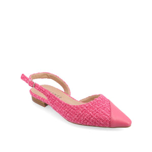 DAPHNNE BALLET FLATS IN TWEED FABRIC - Magenta Tweed