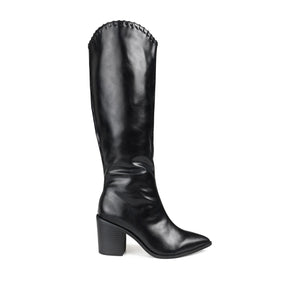 DARIA COWGIRL BOOTS IN VEGAN LEATHER - Black PU