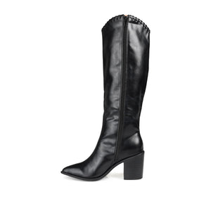 DARIA COWGIRL BOOTS IN WIDE CALF - Black PU