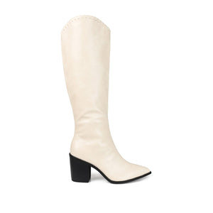 DARIA COWGIRL BOOTS IN WIDE CALF - Bone PU