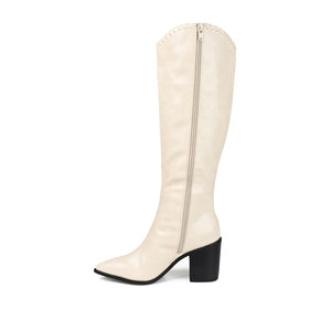 DARIA COWGIRL BOOTS IN X-WIDE CALF - Bone PU
