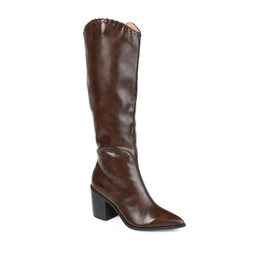 DARIA COWGIRL BOOTS IN WIDE WIDTH & CALF - Brown PU