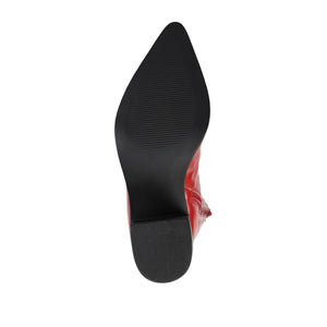 DARIA COWGIRL BOOTS IN VEGAN LEATHER - Red PU