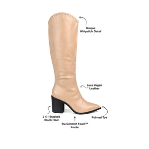 DARIA COWGIRL BOOTS IN X-WIDE CALF - Tan PU