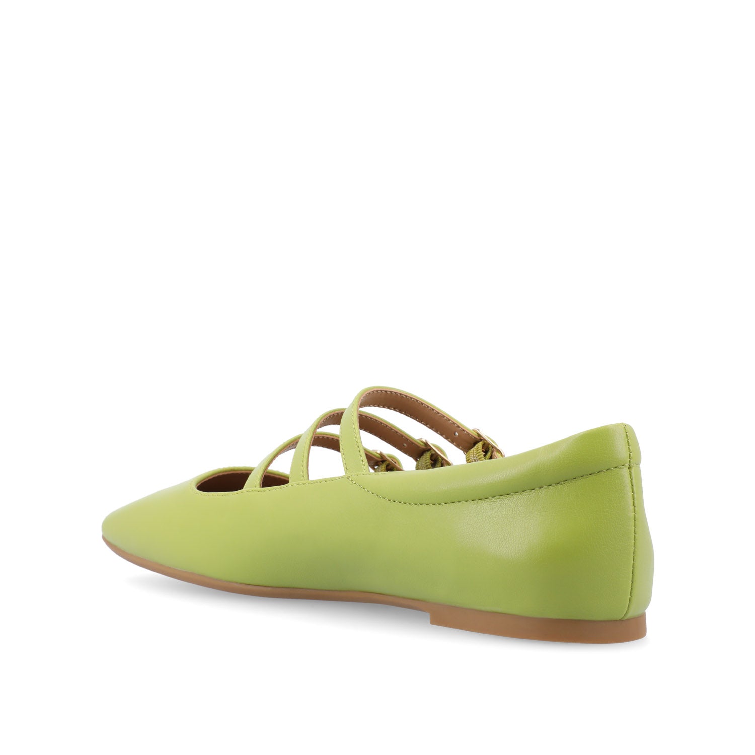 DARLIN VEGAN LEATHER FLATS IN WIDE - Green