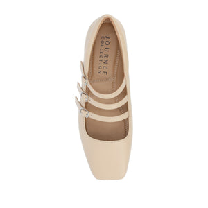 DARLIN VEGAN LEATHER FLATS IN WIDE - Nude