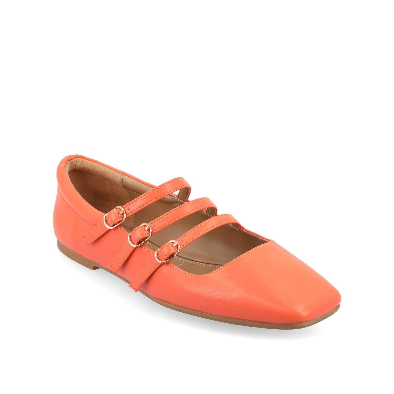 DARLIN BALLET FLATS IN VEGAN LEATHER - Orange PU