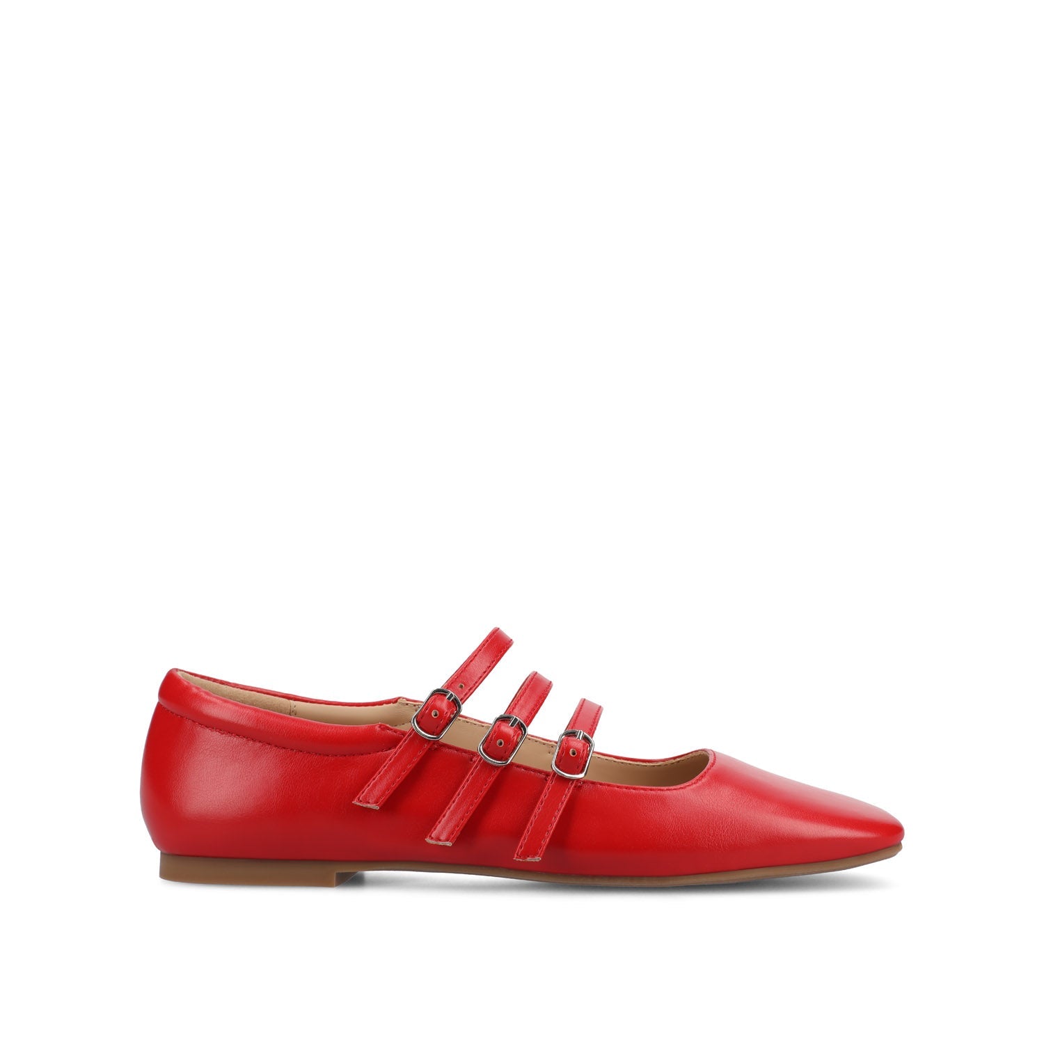 DARLIN VEGAN LEATHER FLATS IN WIDE - Red