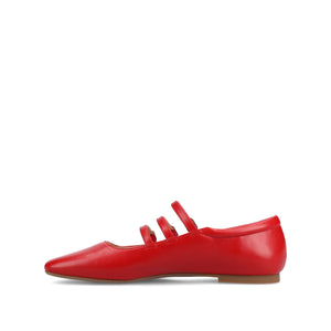 DARLIN VEGAN LEATHER FLATS IN WIDE - Red
