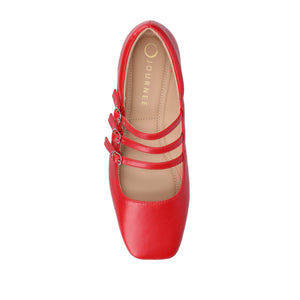 DARLIN VEGAN LEATHER FLATS IN WIDE - Red