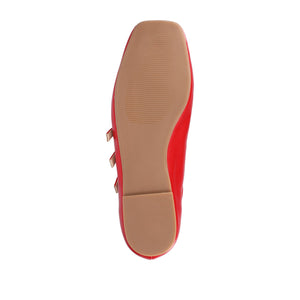 DARLIN VEGAN LEATHER FLATS IN WIDE - Red